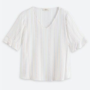Elegant Multicolor Striped V-Neck Blouse